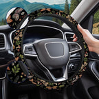 Dark Botanical Moth Steering Wheel Cover, Polyester Non-Slip Car Wheel Grip, Universal 15 Inch Auto Accessory