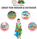 Super Mario "Official Nintendo" Kids Super Soft Cotton Bath/Pool/Beach Towel, 58 in x 28 in
