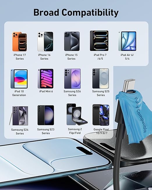 Car Carplay Cable for iPhone 17/17 Pro/Air/17e/16/15 Pro Max/Plus Cable, 2Pack USB A to USB C for CarPlay USBC Cord, iPad, Galaxy, Pixel, Android Accessories Charging Wire Type-C Car Charger Cord 3FT