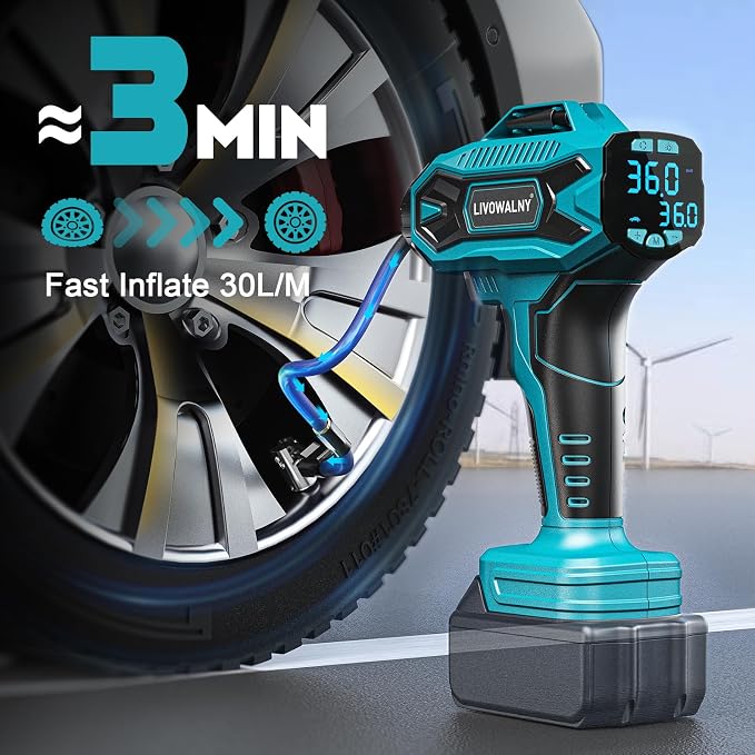 Tire Inflator Air Compressor Compatible with Makita 18V Battery, 160 PSI Cordless Portable Electric Air Pump 2026 Bigger LCD Digital Pressure Gauge for Car, Bike, Sport Ball (Tool Only)