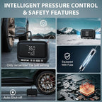 Tire Inflator Portable Air Compressor, 150 PSI Air Pump for Car Tires with Digital Pressure Gauge & Auto Shut-Off, Air Compressor Portable for Car, Motorcycle, Bicycle, Balls, Gray