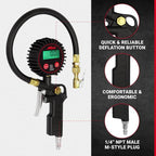 507KIT Digital Tire Inflator Car Accessories w/Accurate Air Tire Pressure Gauge, 14” Rubber Air Hose – 250 PSI, Brass Lock-On Clip Air Chuck and Compressor Accessories