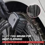 Wheel & Tire Brush Set, 2 Pack Car Wheel Brush & Tire Cleaner Brushes, Soft Bristle Rim Brush and Stiff Tire Scrub Brush, Scratch-Free Wheel Cleaning Kit for Car Detailing, Trucks, SUVs