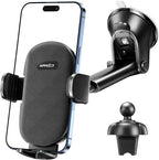 Car Phone Holder Mount, Strong Suction Dashboard & Windshield Phone Holder for Car, Hands-Free, Compatible with iPhone Samsung All Phones, Ideal for Delivery & Uber Drivers, Fleet Vehicles