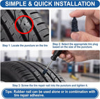 61 PCS Tire Repair Screws Kit, Premium Screw in Tire Plugs with Screwdriver, Quick Self-Service Flat Tire Screw Plugs for Car, Motorcycle, Truck, Tractor Tire