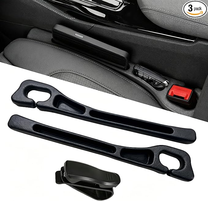 Car Seat Gap Filler Organizer, Car Organizer Front Seat 2-in-1 Storage No-Drop for Storing Phones, Keys, Fits Most Cars, Trucks, SUV (2 Pack, Black)