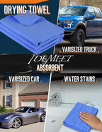 Premium Absorbent Car Drying Chamois Cloth Shammy Towel, 26' x17'' Large, Reusable for Vehicle, Bathroom, Dust Remove, No Spots/Streak/Scratch, Blue