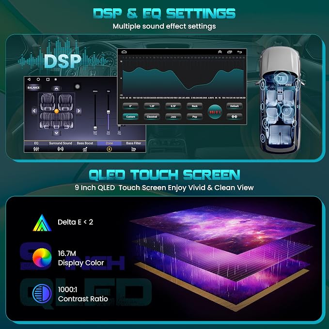 Car Radio Stereo for Honda Civic 2012 2013 2014 2015 | 4G+64G Android,with Wireless Carpaly & Android Auto,9 Inch Touch Screen, GPS Navigation,Bluetooth 5.2,FM Radio,Backup Camera