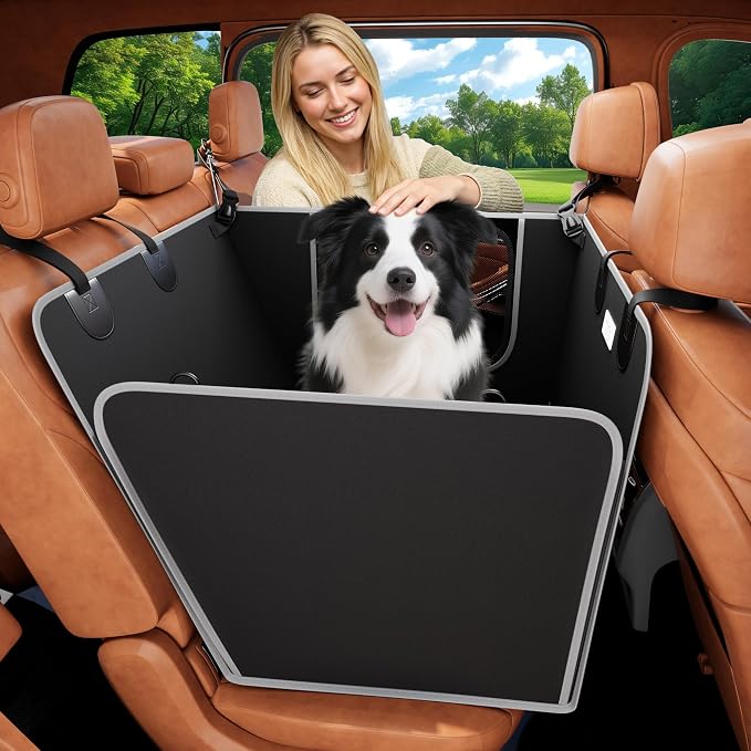 Half Dog Car Seat Cover for Back Seat - Waterproof Dog Half Hammock for Cars with Mesh Window,Scratchproof Pet Backseat Protector,Perdurable,Non-Slip Booster Seat for Small,Medium and Large Dogs