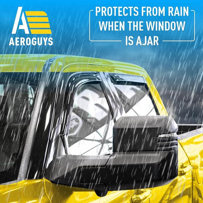 Extra Durable Window Deflectors in-Channel Window Visors Rain Guards Fit for Toyota Tundra 2022-2026 CrewMax, Sun Visors, Wind Vent for Shades, Exterior Car Accessories - 4 pcs. AG0915