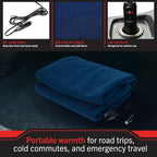 Heated Car Blanket - 12V Electric Travel Blanket for Car, Truck, SUV or RV - Portable Heated Throw for Road Trips, Camping or Winter Emergency Kit for Cold Weather Travel by (Navy)