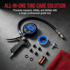 Digital Tire Pressure Gauge with Inflator | 3-250 PSI, Air Chuck & Compressor Accessories, Heavy Duty, Quick Connect Coupler, 0.1 Display Resolution