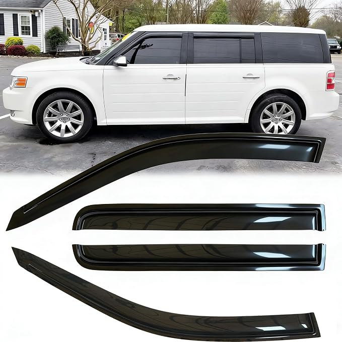 4pcs Original Shatterproof Rainproof Side Window Wind Deflectors for Ford Flex 2009-2019,Tape-on Rain Guard Sets,Nice Looking Window Visors for Cars,Vent Deflector for 09-19 Flex 94079