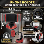 Red Bling Car Accessories Set, 27 Pieces Car Interior Set Including Steering Wheel Cover, Diamond License Plate Frame, Phone Holder, Coasters, Hooks, Great Gift for Women Drivers