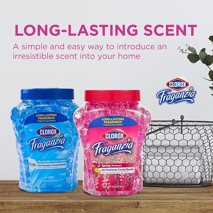 Fraganzia Crystal Beads Air Freshener Spring Scent Long Lasting Room Deodorizer Odor Eliminator Gel Beads Home Car Office Daily Use 12 FL OZ 12 Pack for Everyday Freshness Throughout the Home