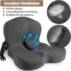 Truck Seat Cushion, Memory Foam Trucker Seat Cushion for Truck Driver Long Sitting with Adjustable Strap, Back Support and Pain Relief for Trucker Driving Office Chair and Pain, Dark Gray
