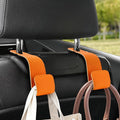Leather Car headrest Hook for Purses and Bags (Orange, 2pcs) | Leather wrap hook with Larger strap holder, friendly to your leather purse. Strong load up to 44lbs.