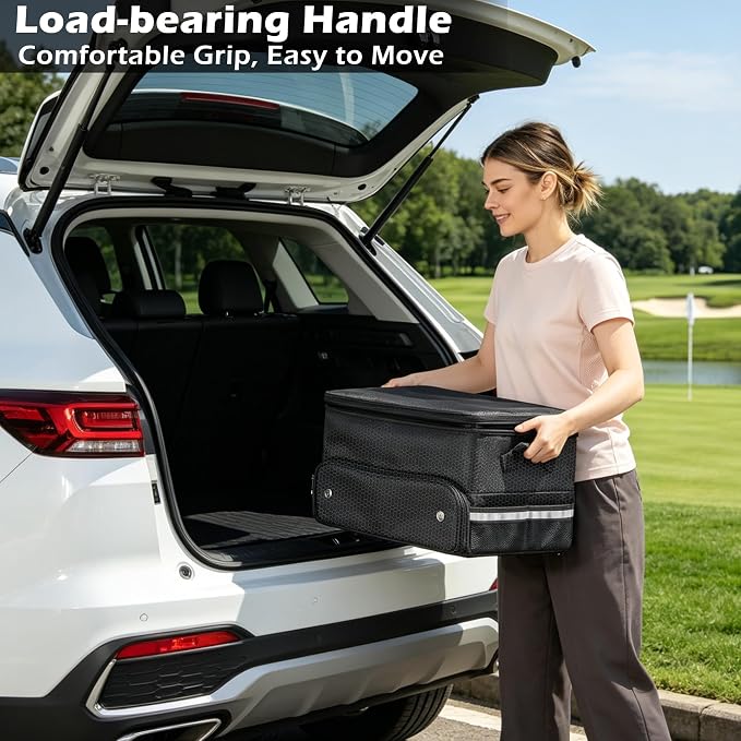 for Golf Trunk Organizer, Car Trunk Locker with Separate Ventilated, Multi-Compartment fits 2 Pairs of Shoes, Storage for Balls, Tees, Cap, Clothes, Gloves, Gifts for Golfers