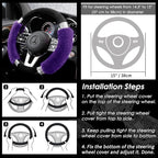 Rhinestone Fluffy Steering Wheel Cover - Comfortable Non-Slip Luxury Faux Wool, Universal Fit for 14.5" to 15" Steering Wheels