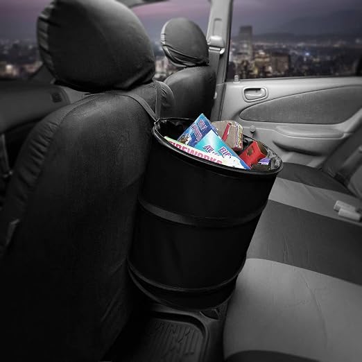 Automotive Waterproof Portable Collapsible Large Trash Can Garbage Container fits Most Cars,‎Polyethylene,SUVs, and Trucks Black