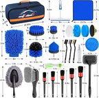 27Pcs Car Detailing Brush Set, Car Detailing Kit, Auto Detailing Drill Brush Set, Car Detailing Brushes, Car Wash Cleaning Tools Kit for Interior, Exterior, Wheels, Blue