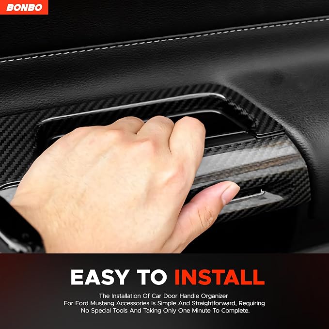 Front Row Door Side Storage Box Handle Tray Interior Accessories Compatible with Ford Mustang 2015-2023(2pcs)