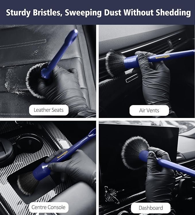 Car Detailing Brush Set, 3PCS Ultra Soft and Thick No Scratch Detail Brush for Car Dashboard Air Vents Leather Seat Dusting and Cleaning, Auto Interior Exterior Detail Brushes Car Detailing