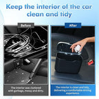 Automatic Push Button Car Trash Can with Secure Lid, Vehicle Garbage Bin (Black)