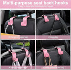 Car Purse Hook, Headrest Hook for Car, 4 Pack Universal Auto Car Seat Headrest Hook Hangers Organizer for Purse Coat Umbrellas Grocery Bags Handbag, Car Accessories - Carbon Fiber Pink