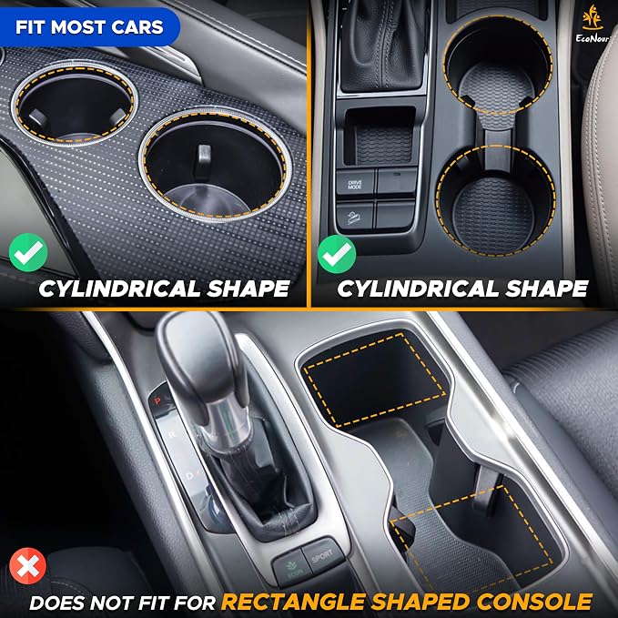 Car Cup Holder Expander | Fits with Hydro Flasks, Yeti, Nalgene & Large Water Bottle (32 40 oz) | Phone Holder - Adjustable Automotive cupholder Extender for car with Expandable Base | Black