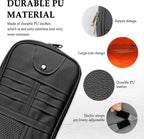 Multi-Purpose Car Visor Organizer with Sun Glass Holder & Card Holder,PU Leather Truck Visor Organizer with Multi-Pocket and Zipper,Universal Car Storage Organizers