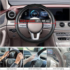 All Black Car Steering Wheel Cover, Nappa Leather, Bottom Color Blocking, Universal 14.5-15 Inch Leather Anti-Slip Breathable Auto Steering Wheel Covers for Men Women