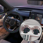 Neon Light Cat Steering Wheel Cover with 2 Pcs Car Coasters Neoprene Steering Wheel Cover for Women Men Anti-Slip Breathable Car Accessories Universal 15 Inch Fit Auto Cars Trucks
