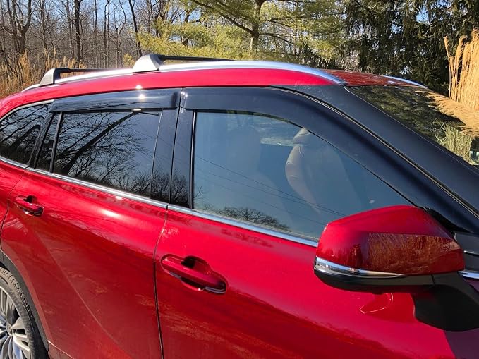 2020-2026 Tape-On Rain Guards for Toyota Highlander Side Window Visor Deflectors, LE XLE XSE Hybrid, Durable Tinted Vent Shades 2020 2021 2022 2023 2024