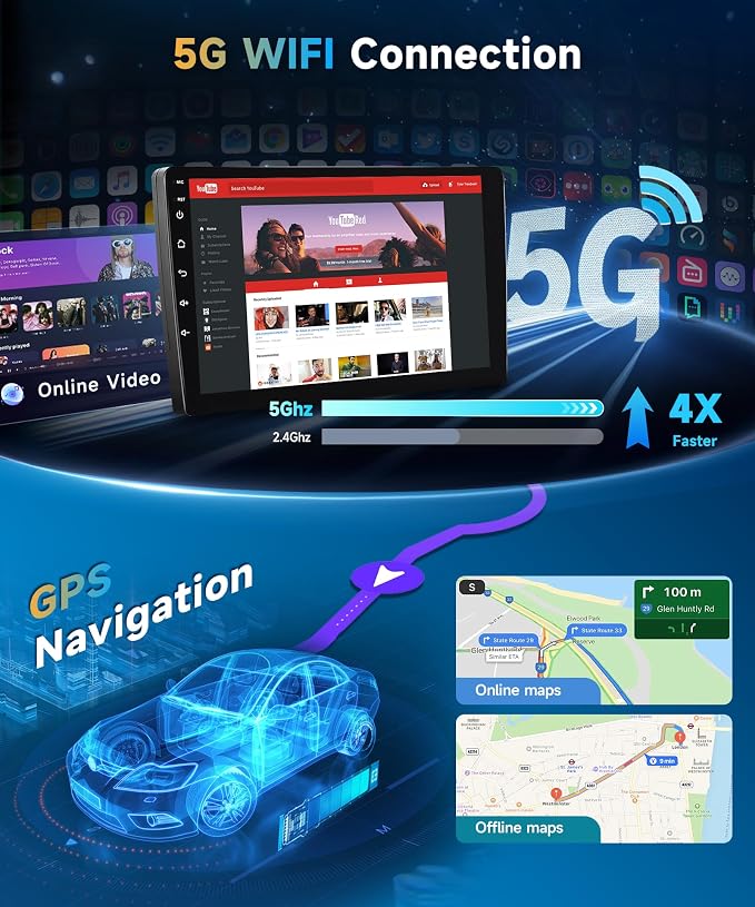 5G WiFi 4Core+64G for Honda Accord 8th 2008-2013 Car Radio with Wireless Carplay/Android Auto,Android Car Stereo 10.1 Inch Touch Screen GPS Navi Bluetooth FM/RDS SWC HD Backup Camera