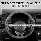 Chrome Wood Grain Black & Gray Steering Wheel Cover for Cars, Trucks, Van, SUVs - Elegant and Comfortable Grip Accessories