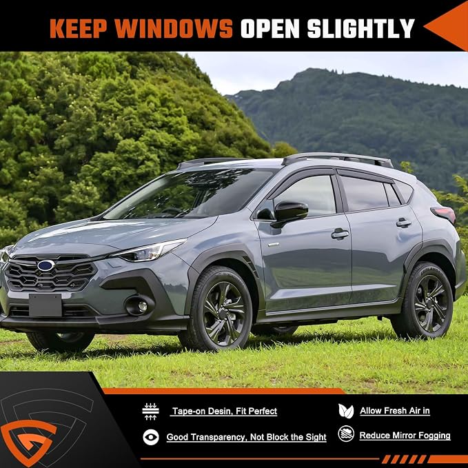 Rain Guard Compatible with Subaru Crosstrek 2024 2025 Tape-On Extra Durable Side Window Visor Deflectors Fit for Subaru Impreza 2024-2025 Rain Guards Black 4 PCS