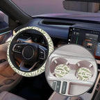 Leaves and Herbs Steering Wheel Cover with 2 Pcs Car Coasters Neoprene Steering Wheel Cover for Women Men Anti-Slip Breathable Car Accessories Universal 15 Inch Fit Auto Cars Trucks