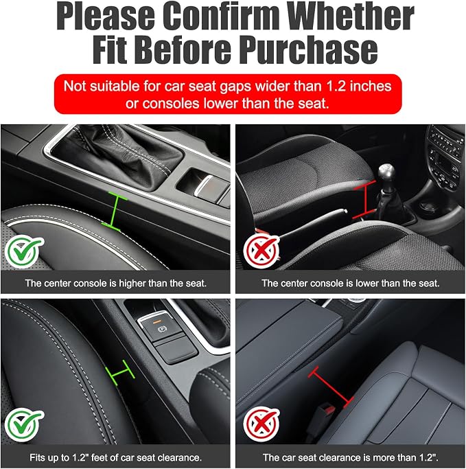 Car Seat Gap Filler Organizer, Universal Premium Leather Car Gap Filler with Card Slots for Front Seat Between Car Seat and Console Hold Phone, Sunglasses, Keys, fit for Car Suv Truck (2)