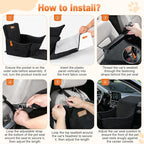 Elevated Dog Car Seat, Dog Booster Car Seats for Small & Medium Breeds Up to 35lbs, Fully Detachable and Washable, Memory Foam Pet Carseat with 2 Storage Pockets & 3 Safety Belts, Black