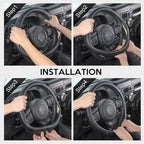 Car Steering Wheel Cover Large Size for F150 F250 F350 Ram 4Runner Tacoma Tundra Range Rover with 15 1/2 inches-16 inches Outer Diameter, Black Microfiber Leather