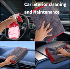 2-Pack 1200 GSM Car Drying Towels – Microfiber Towels for Cars (36" x 12"), Ultra-Absorbent, Streak-Free, Scratch-Free, No Water Spots, Double-Coral Fleece Microfiber & Gray & Red Hemmed Edges