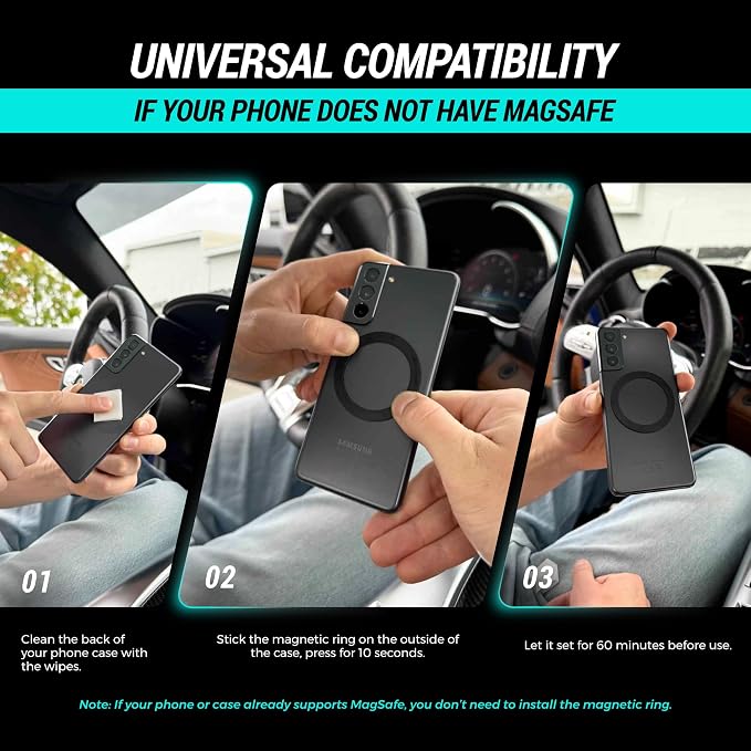 Clutch-X™ Black – Vacuum Phone Mount Suction Cup Car Phone Holder for iPhone, Window Phone Mount for Travel, 360° Vacuum Magnetic Phone Holder for Car, Magnetic Phone Holder with Suction Cup