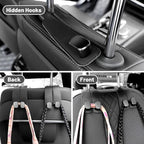 Amelity Purse Hook for Car, Car Seat Headrest Hooks for Purses & Bags | Car Interior Accessories for Women, Heavy Duty Leather Purse Hanger for Car, 2 Pack Black