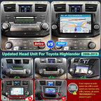 Car Radio for Toyota Highlander 2008-2013,8 Core 6GB+128GB | 10.2 Inch QLED Touch Screen, Carplay&Android Auto&Mirror Link,WiFi,GPS Navigation,Bluetooth5.0,FM&AM radio,Split Screen