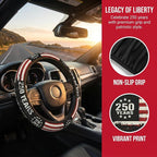 Anniversary American Flag Steering Wheel Cover 14-15 Inch +2Pc Car Coasters | Universal Anti-Slip Breathable for Men Women | Patriotic Car Accessories USA Flag Auto Interior Decor Gift