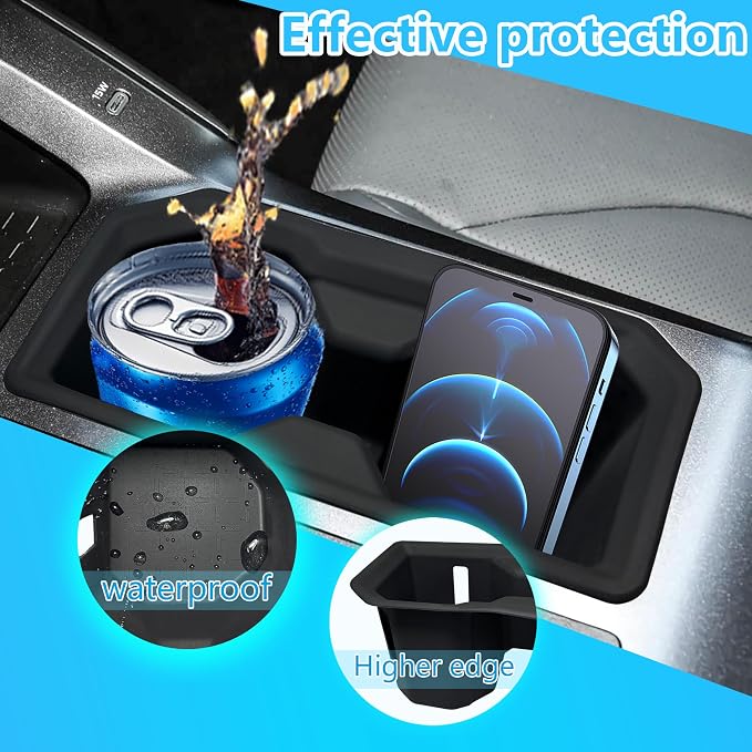 Cup Holder Insert for Toyota RAV4 2026 Accessories Center Console Silicone Cup Holder Drink Holder Organizer Non-Slip Noise-Free Cupholder Coaster Protector for RAV4 Black