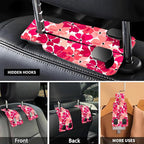 Car Seat Headrest Hook, Universal Leather Cute Hanger Holder Hook, Storage Organizer Interior Accessories for Purse Bags Handbag Cute Pink Flowers