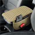 Arm Rest Cover for Car,Leather+Memory Foam Center Console Cover with Storage Bags,Universal Middle Console Cover Car Accessories Interior for Most Car Center Consoles (Beige)