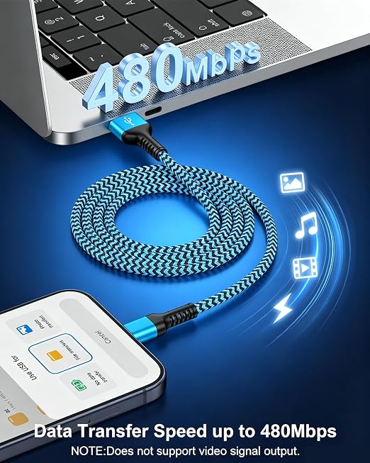 USB to USB C Cable Type C iPhone 17 Charger Cable Braided Car Charger Cord | for Apple 17e Air 17 Pro Max 16e 16 Pro 15 Plus 6ft USBC Fast Charging Power Cord Wire for iPad/Samsung Galaxy/Pixel/PS5/Xbox